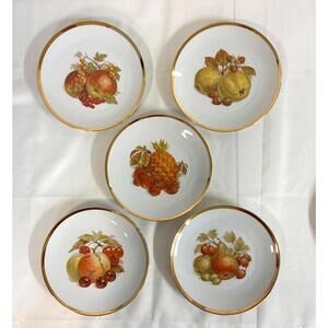 Harvest Fruit Nut Porcelain Dessert Lunch Wall Cabinet Plate Jaeger VTG Set of 5